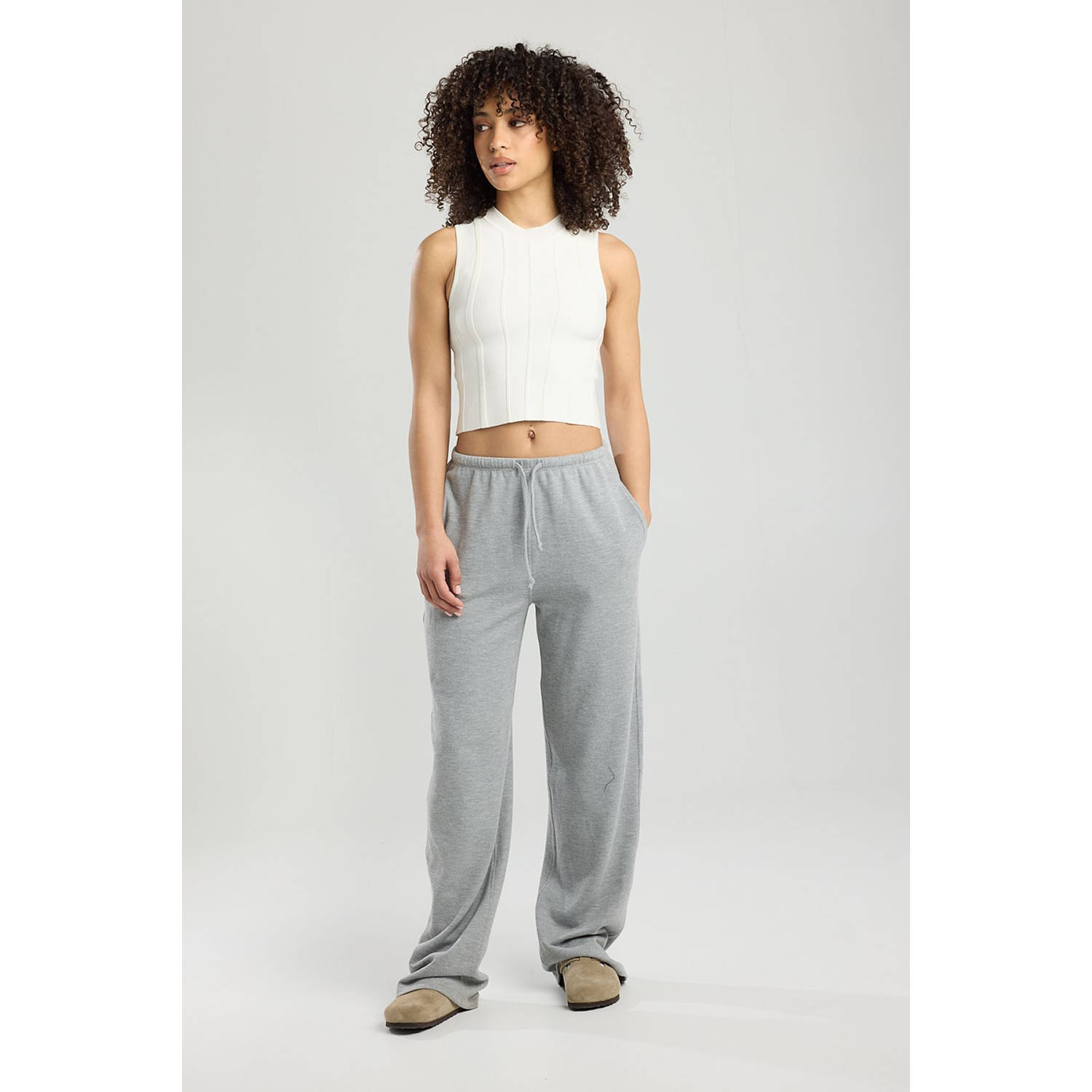America Today straight fit joggingbroek grijs
