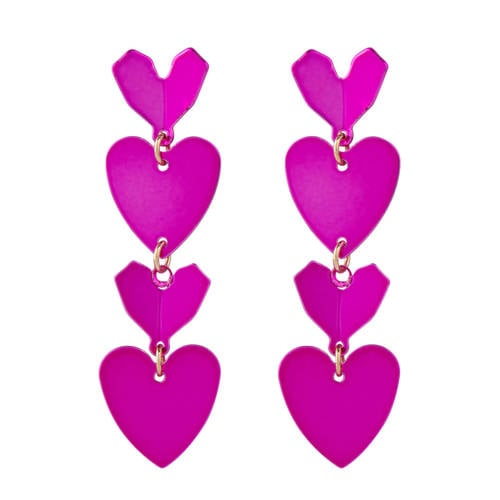 Life of Bulu oorbellen met hartjes fuchsia afbeelding