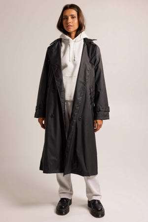 trenchcoat jas Joan van gerecycled polyester zwart