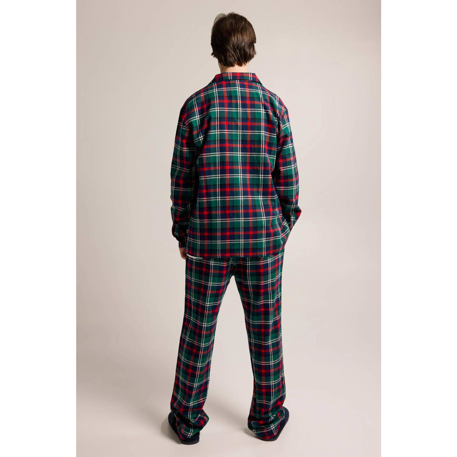 America Today flanellen pyjamatop Nathan donkergroen rood donkerblauw