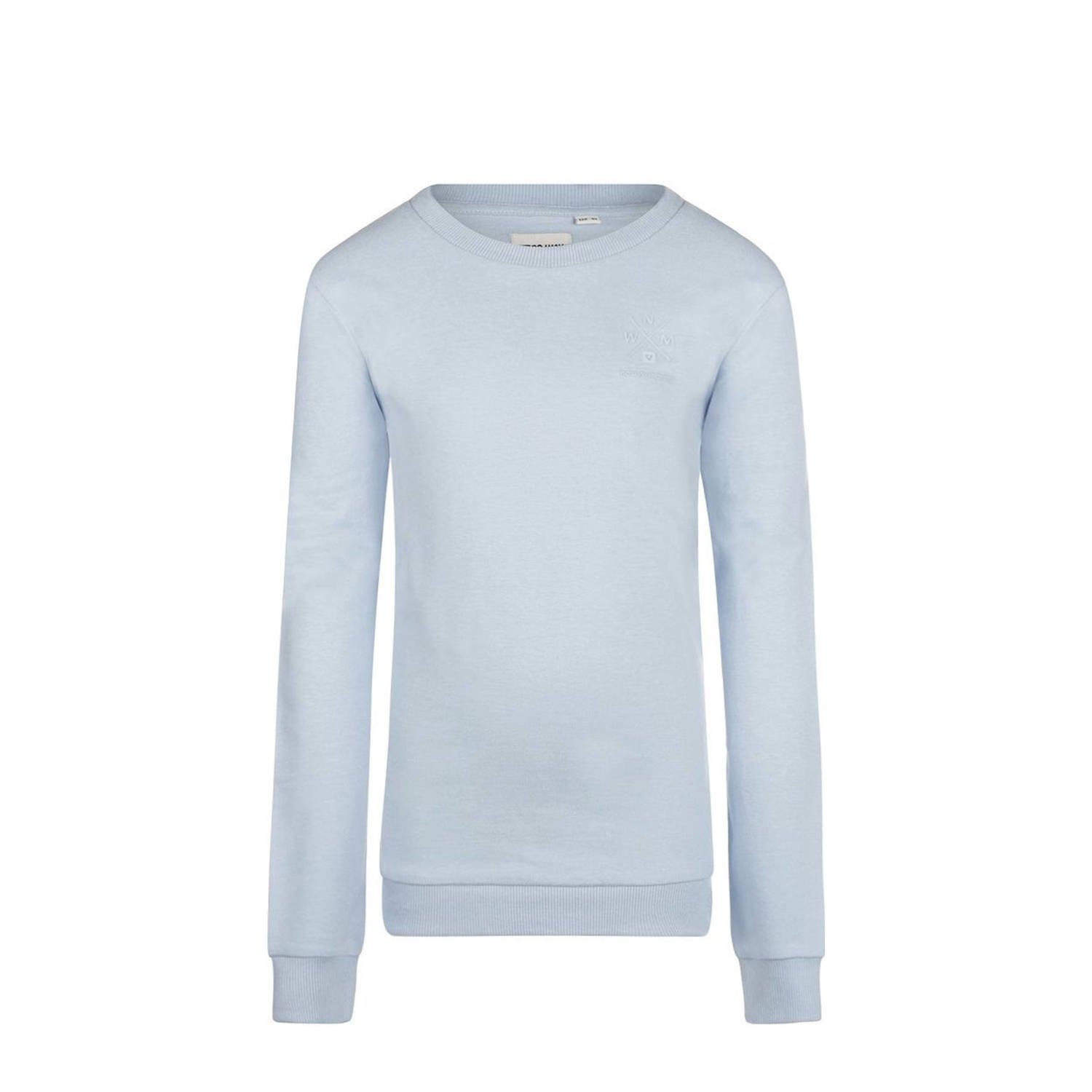 No Way Monday sweater lichtblauw Effen 104 | Sweater van