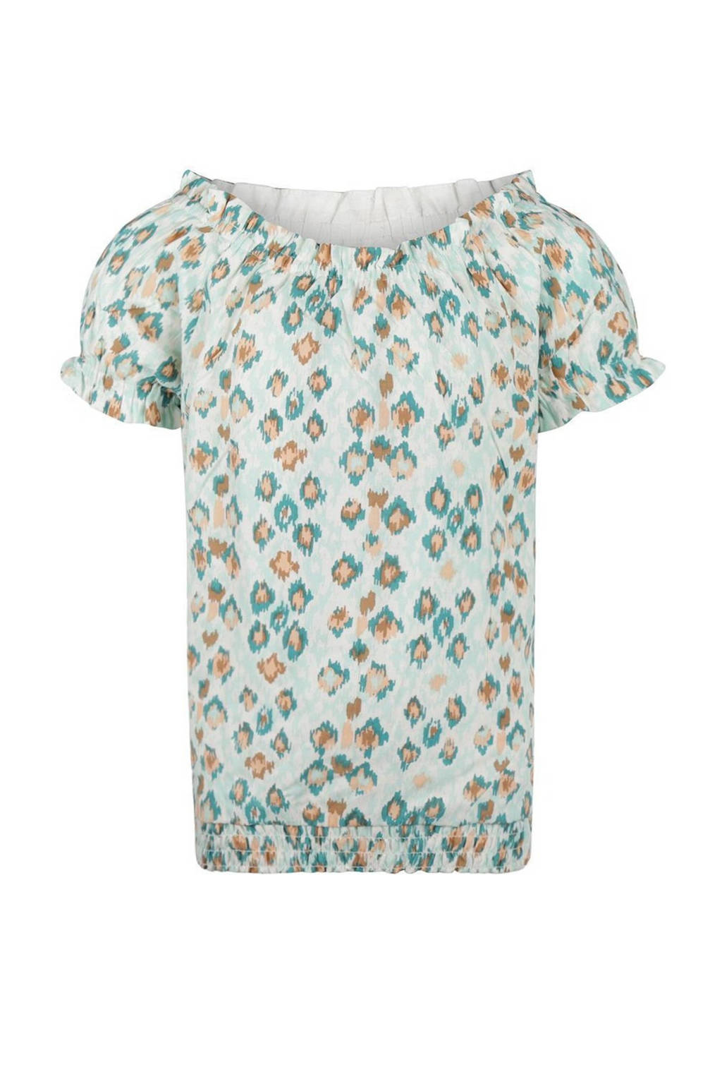 blouse met all over print lichtblauw