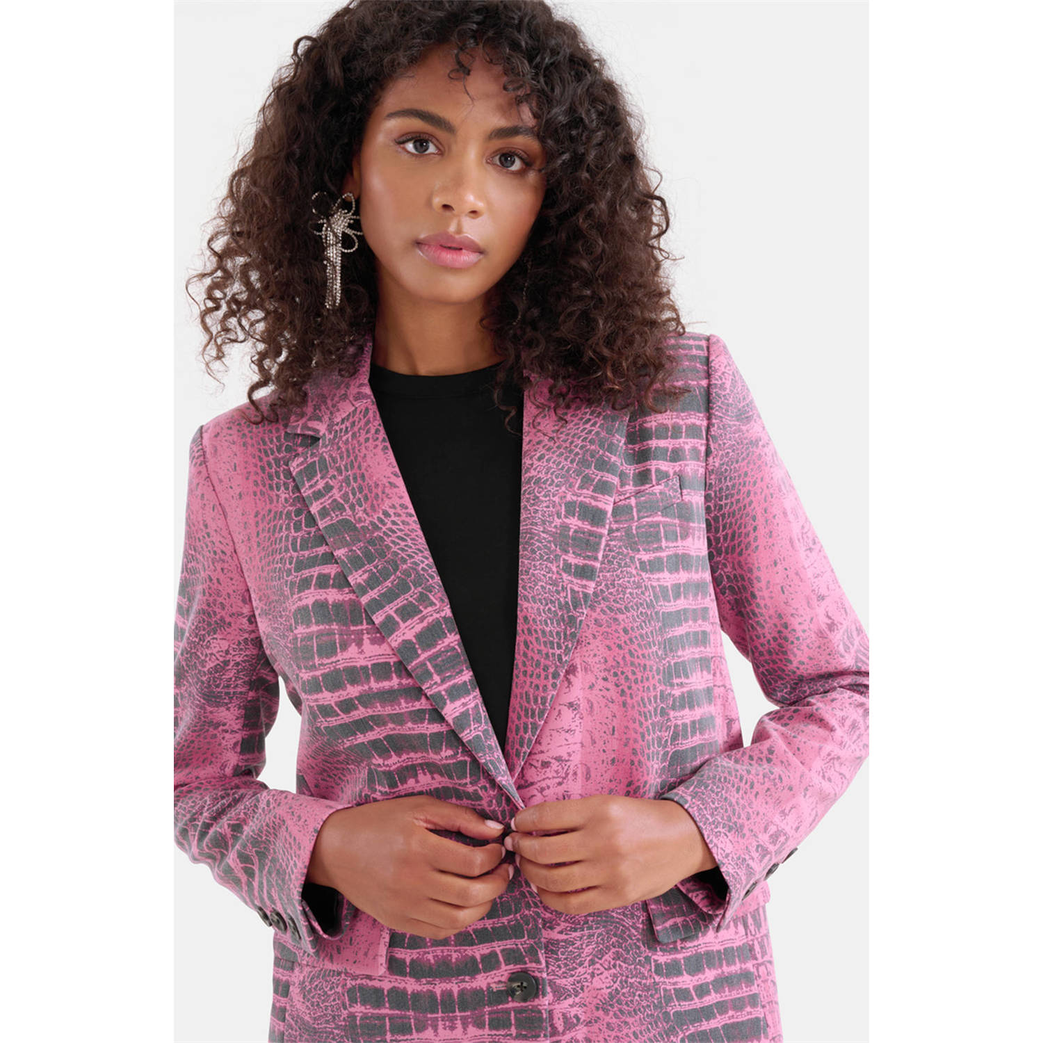 Shoeby oversized blazer met dierenprint roze