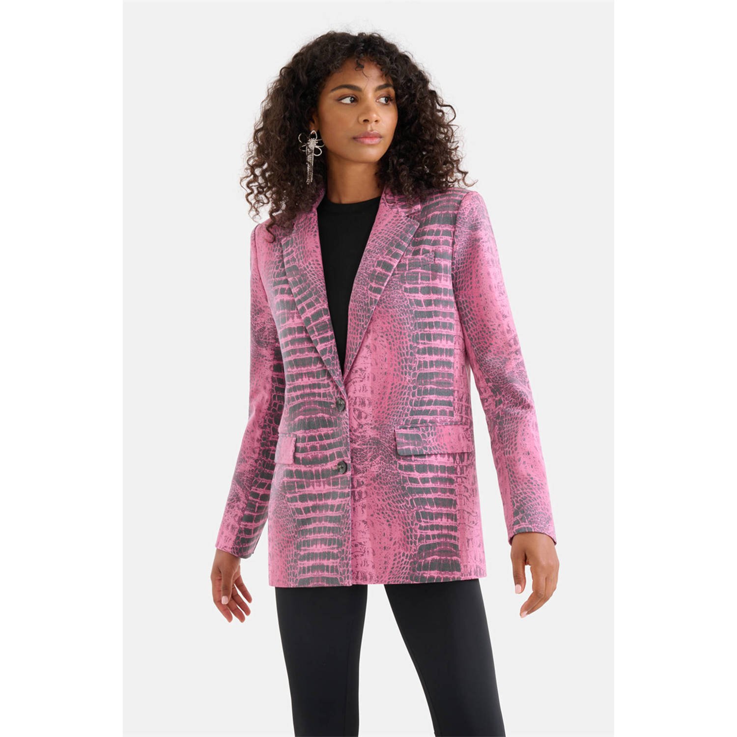 Shoeby oversized blazer met dierenprint roze