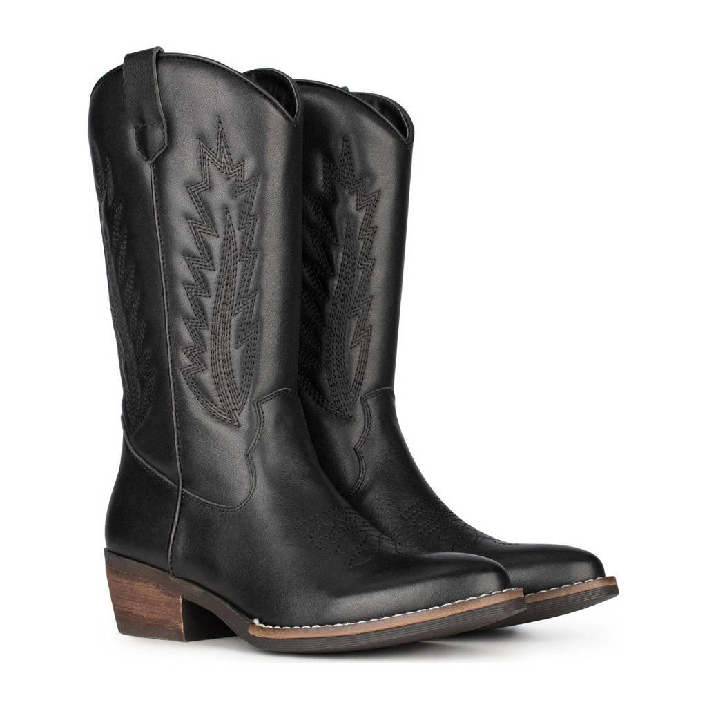 PS Poelman Billy leren cowboylaarzen zwart wehkamp