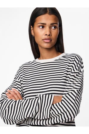 gestreepte longsleeve wit/zwart