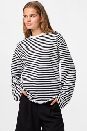 gestreepte longsleeve wit/zwart