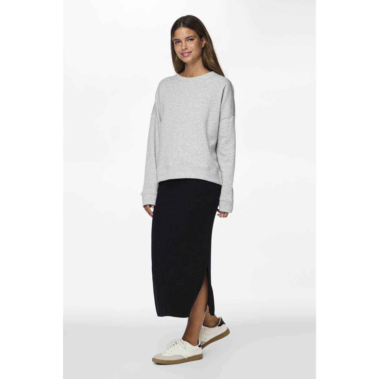 PIECES midi rok PCCRISTA zwart