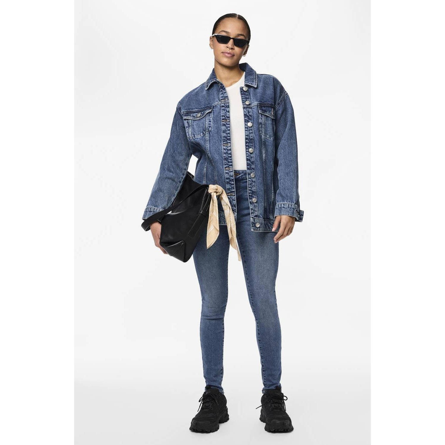 PIECES skinny jeans PCDANA medium blue denim