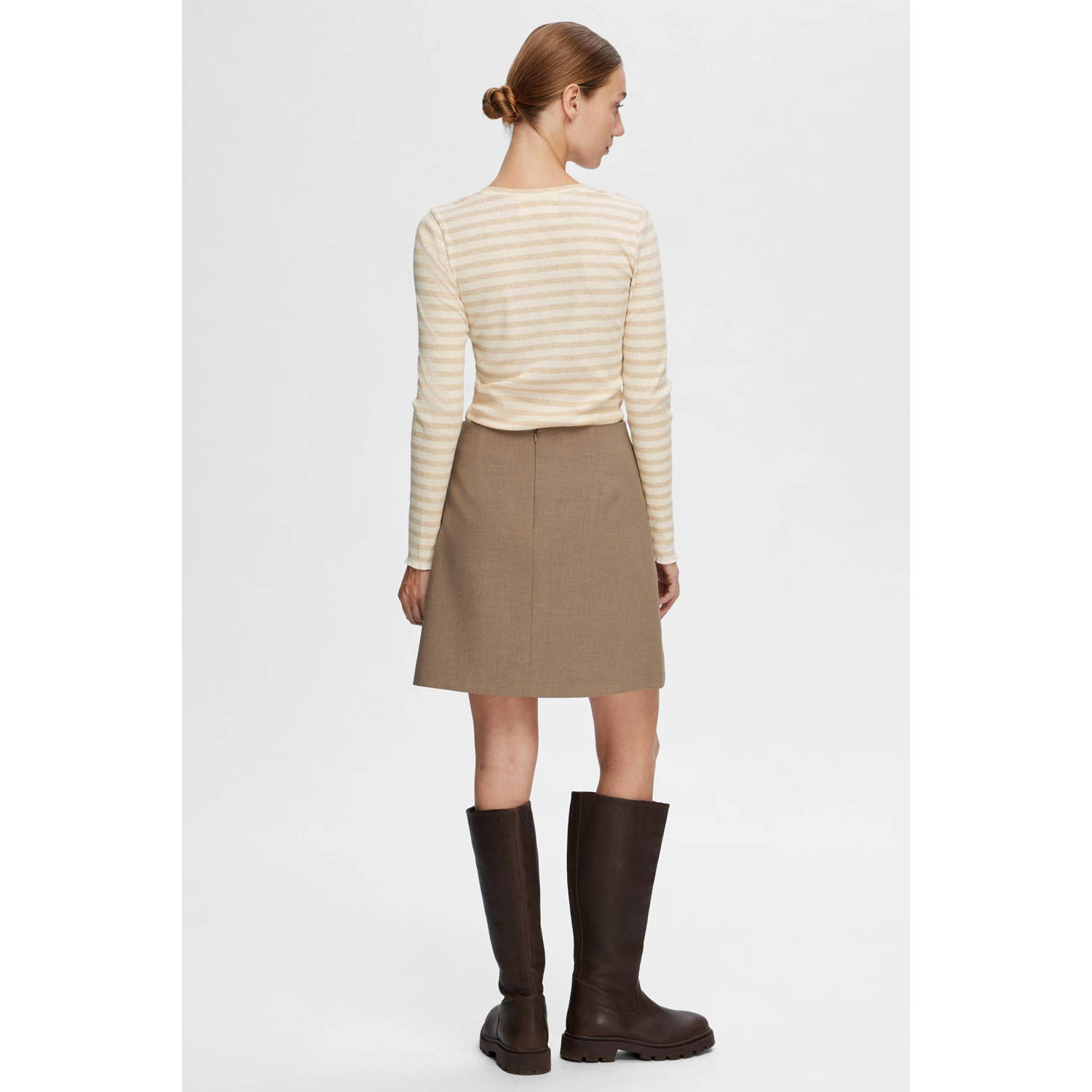 SELECTED FEMME gestreepte top met katoen ecru beige