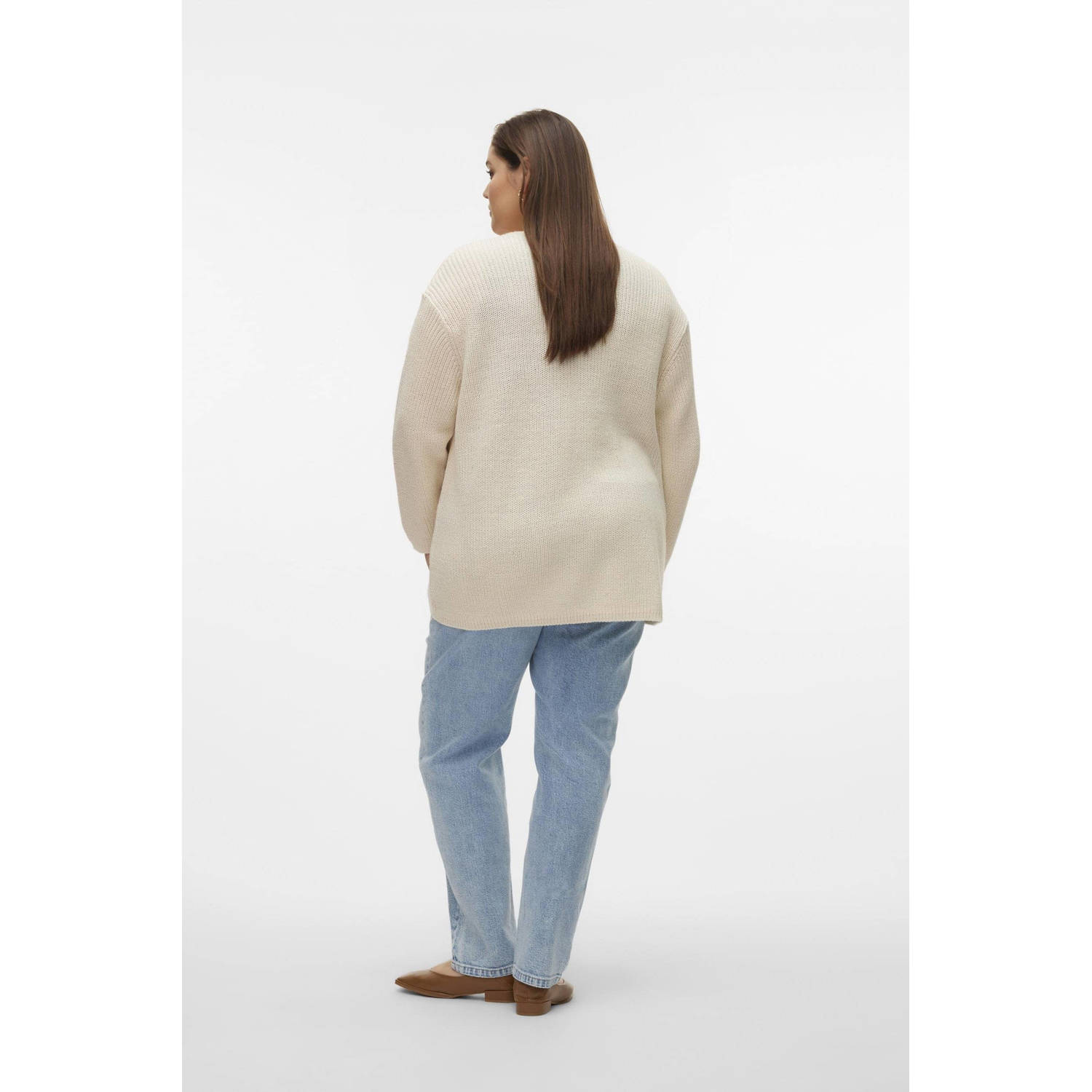 VERO MODA CURVE gebreid vest ecru