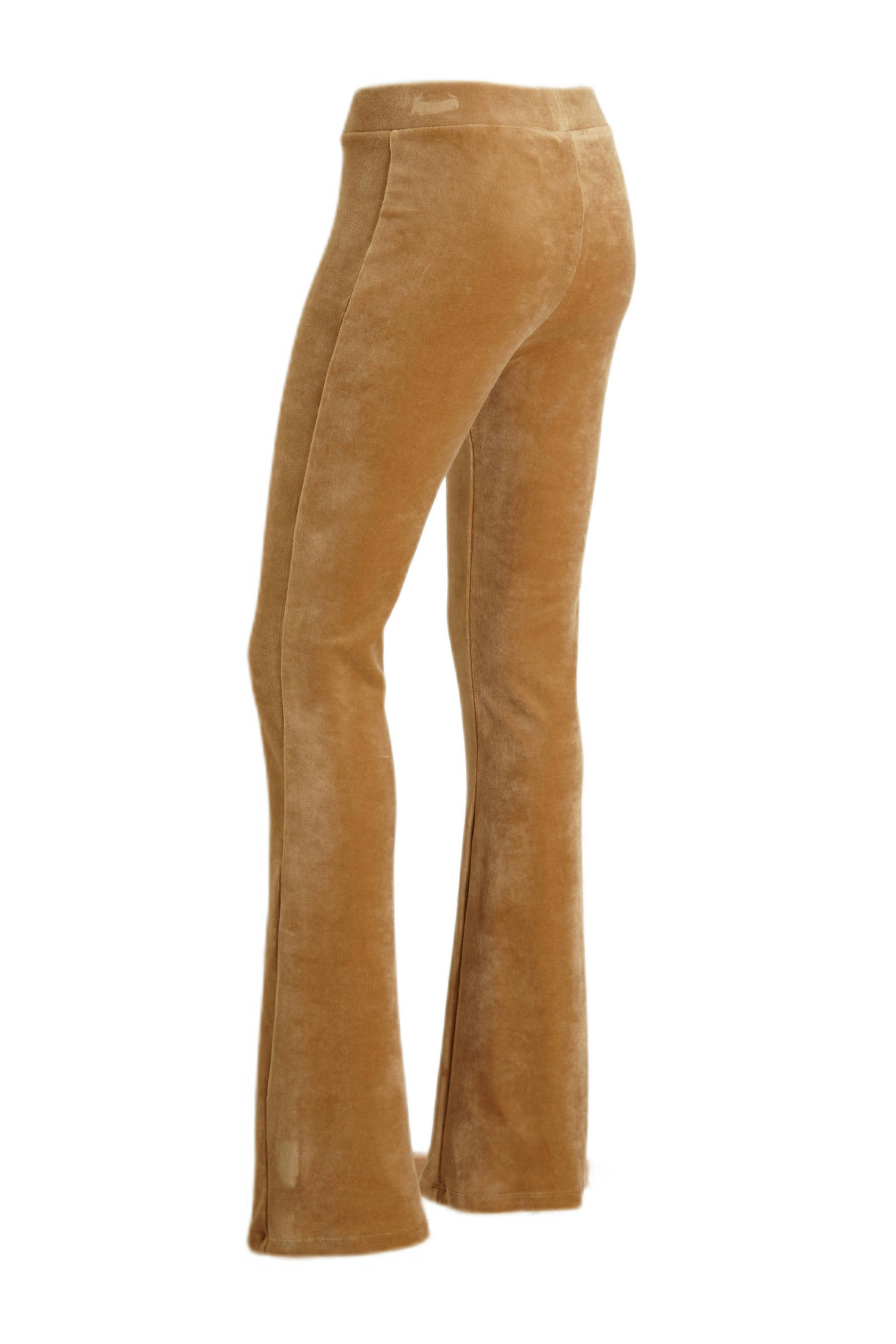 anytime velvet flared legging camel wehkamp