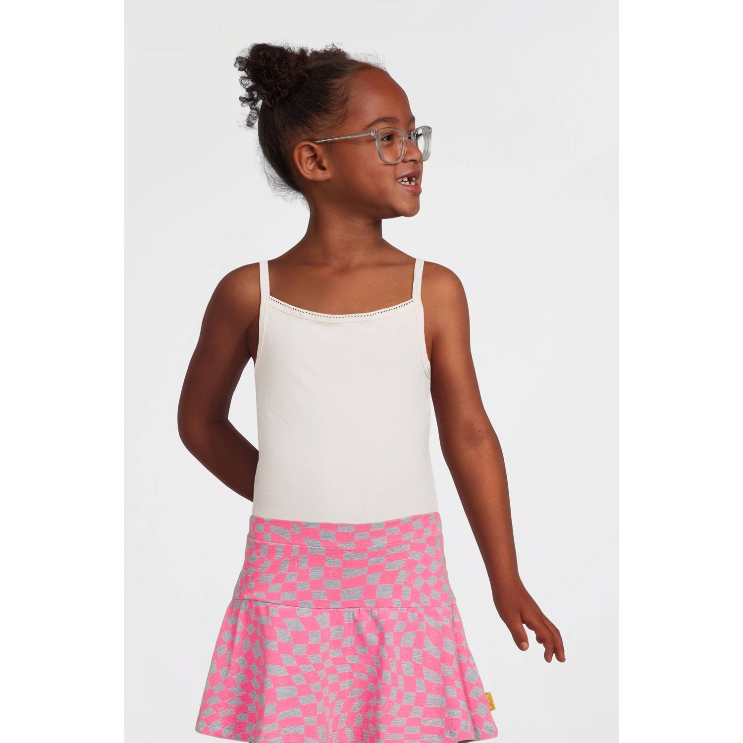 Name it KIDS singlet- set van 2 lichtblauw lichtroze wit Meisjes Stretchkatoen Vierkante hals 122 128