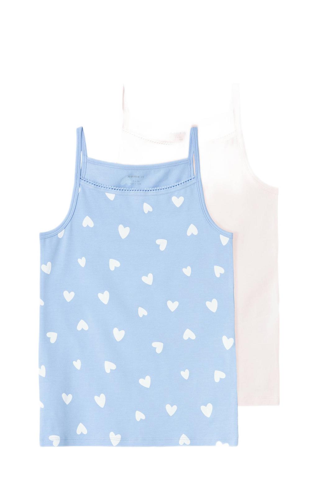NAME IT KIDS singlet - lichtblauw/lichtroze/wit (set van 2)