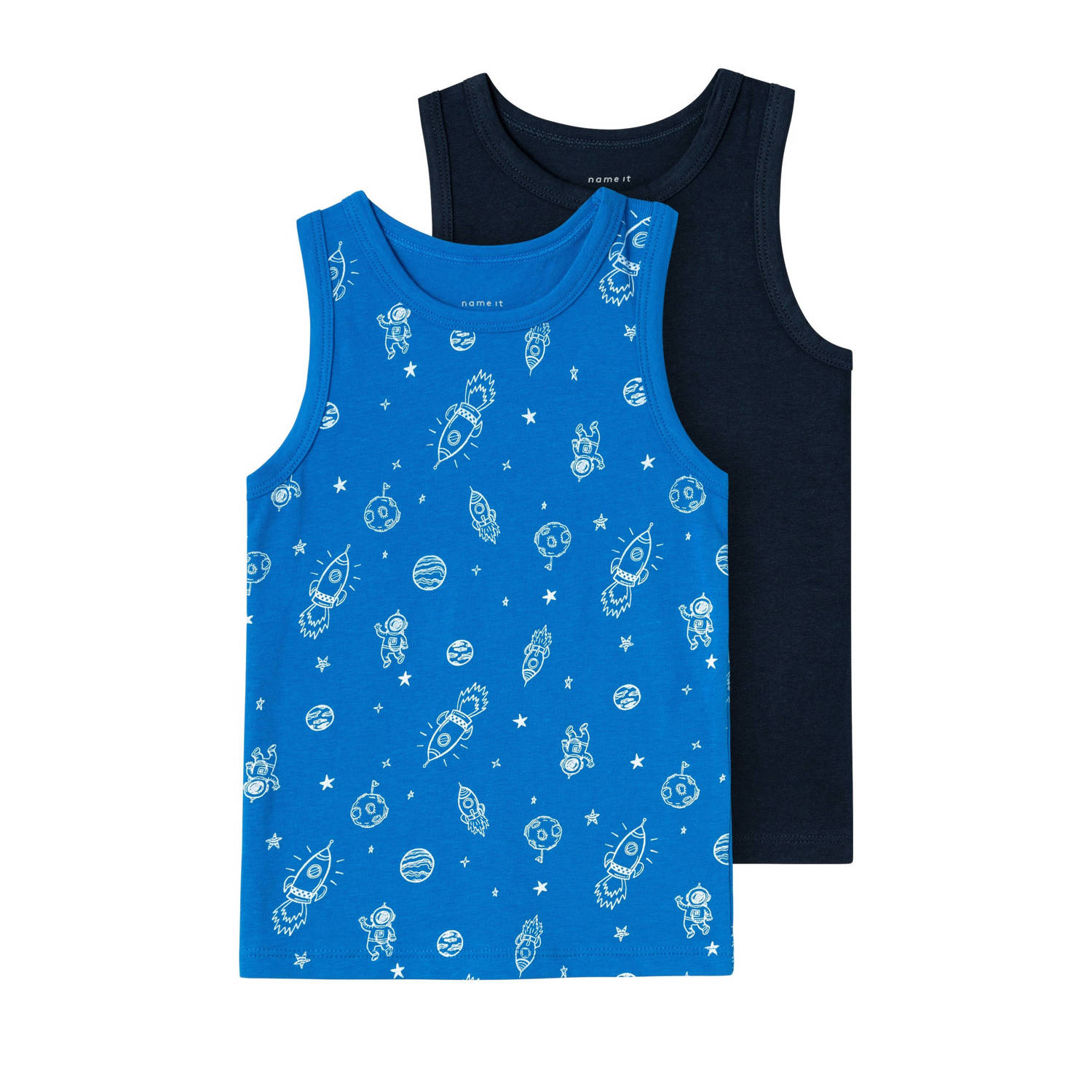 NAME IT MINI hemd NMFTANK TOP set van 2 blauw donkerblauw