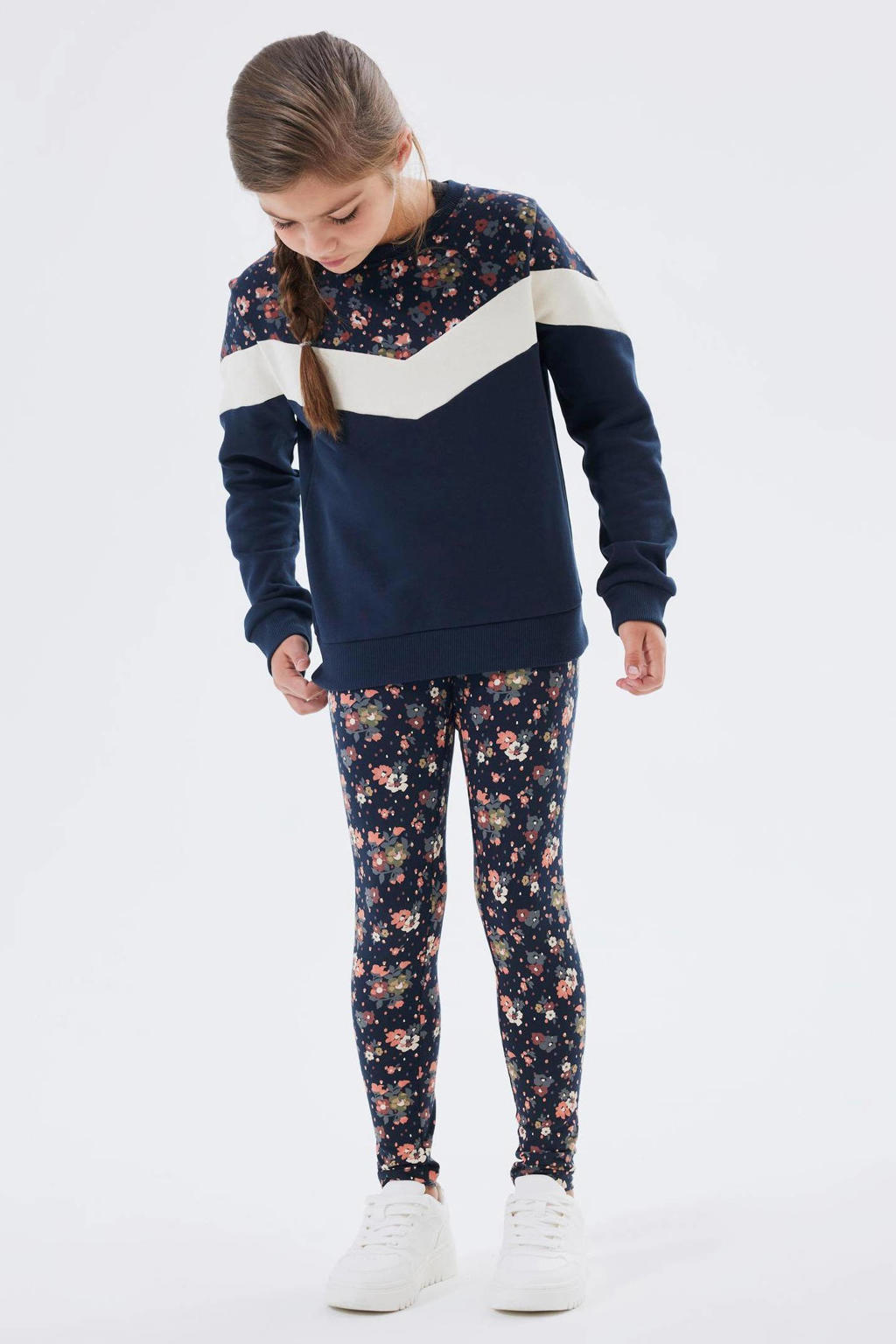 NAME IT KIDS legging NKFVIVIAN met all over print donkerblauw/meerkleurig