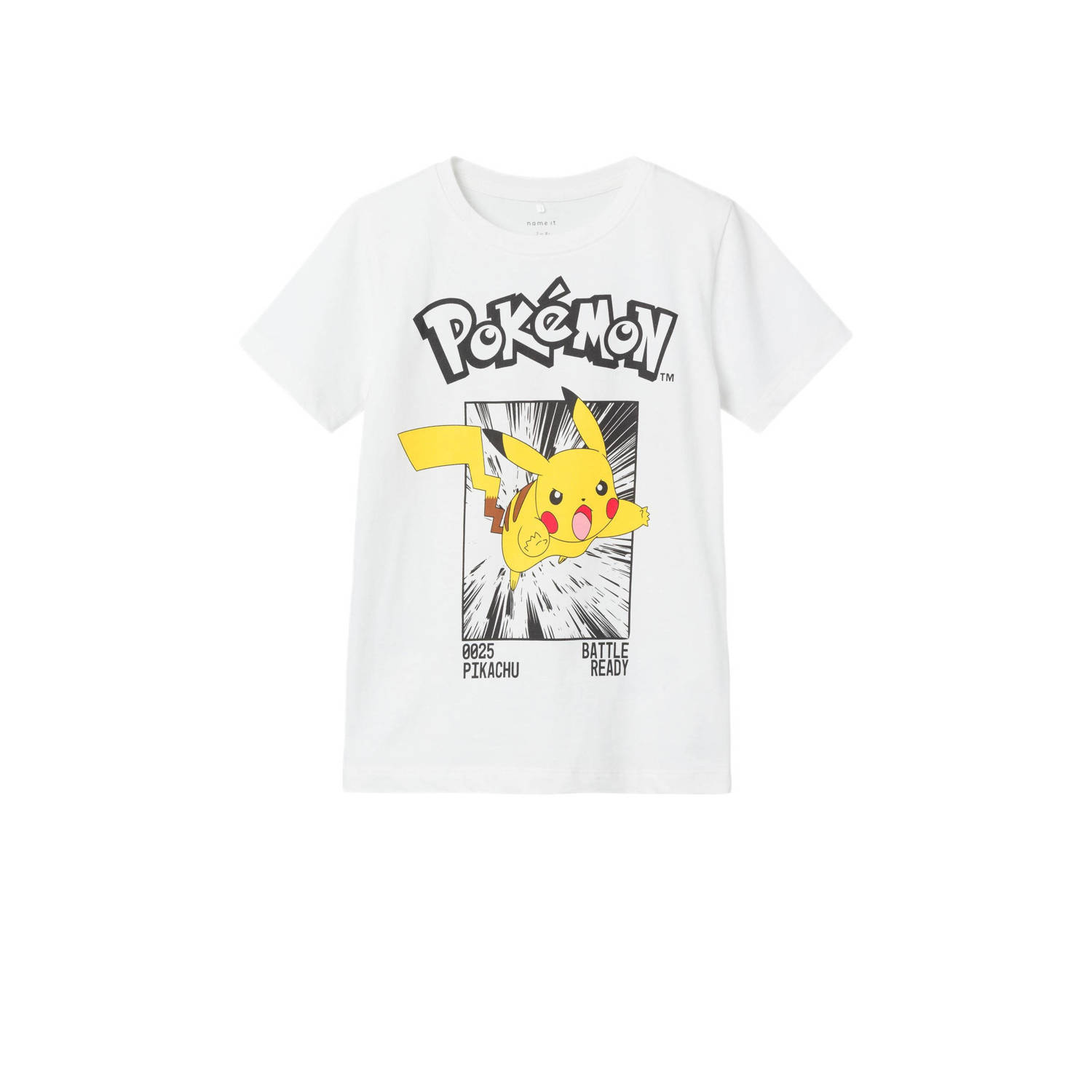 Name it KIDS T-shirt NKMNOISI met Pokemon printopdruk wit geel zwart Katoen Ronde hals 122 128