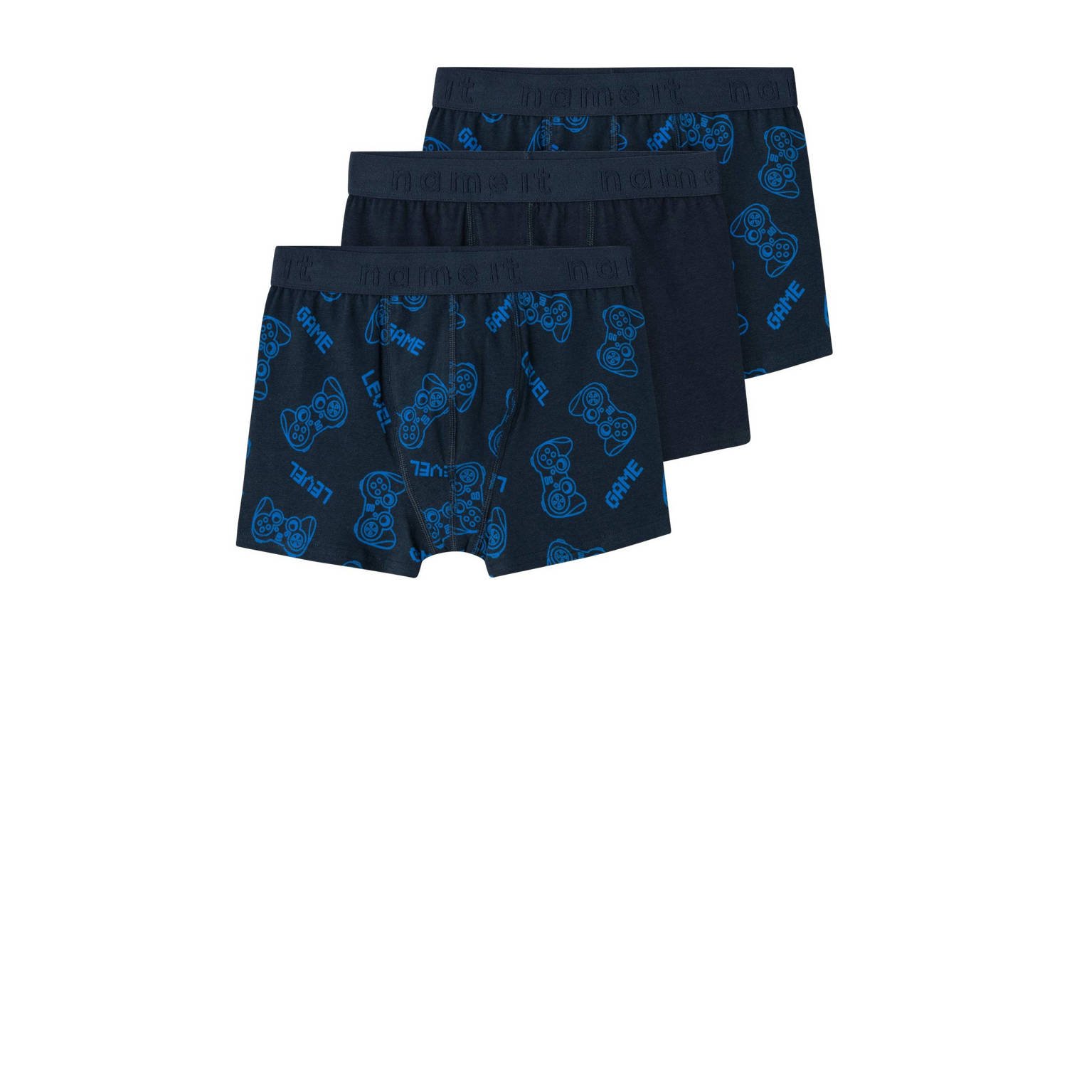 Name it KIDS boxershort set van 3 donkerblauw Jongens Stretchkatoen All over print 122 128