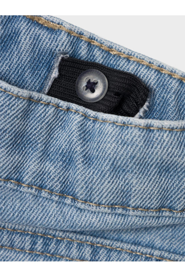 Jean Mom Haute Taille NAME IT Pour Fille - Coupe Ajustée, Style Délavé, Fermeture Zip & Bouton