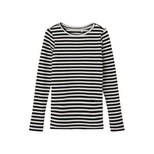 NAME IT KIDS gestreepte longsleeve NKFSURAJA zwart/offwhite afbeelding