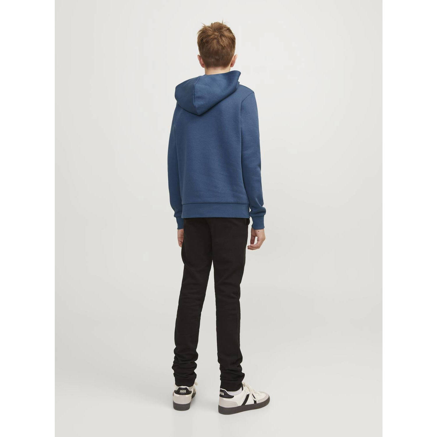 JACK & JONES JUNIOR hoodie JJECORP met tekst petrol blauw