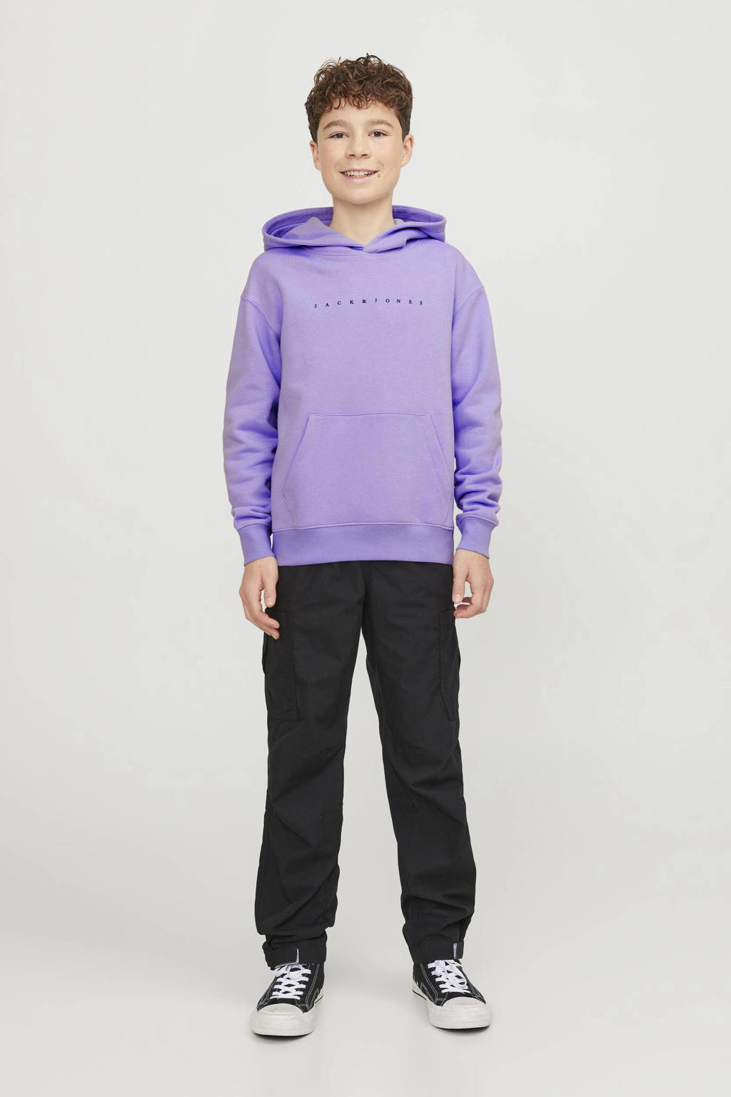 JACK & JONES JUNIOR hoodie JJESTAR met tekst paars