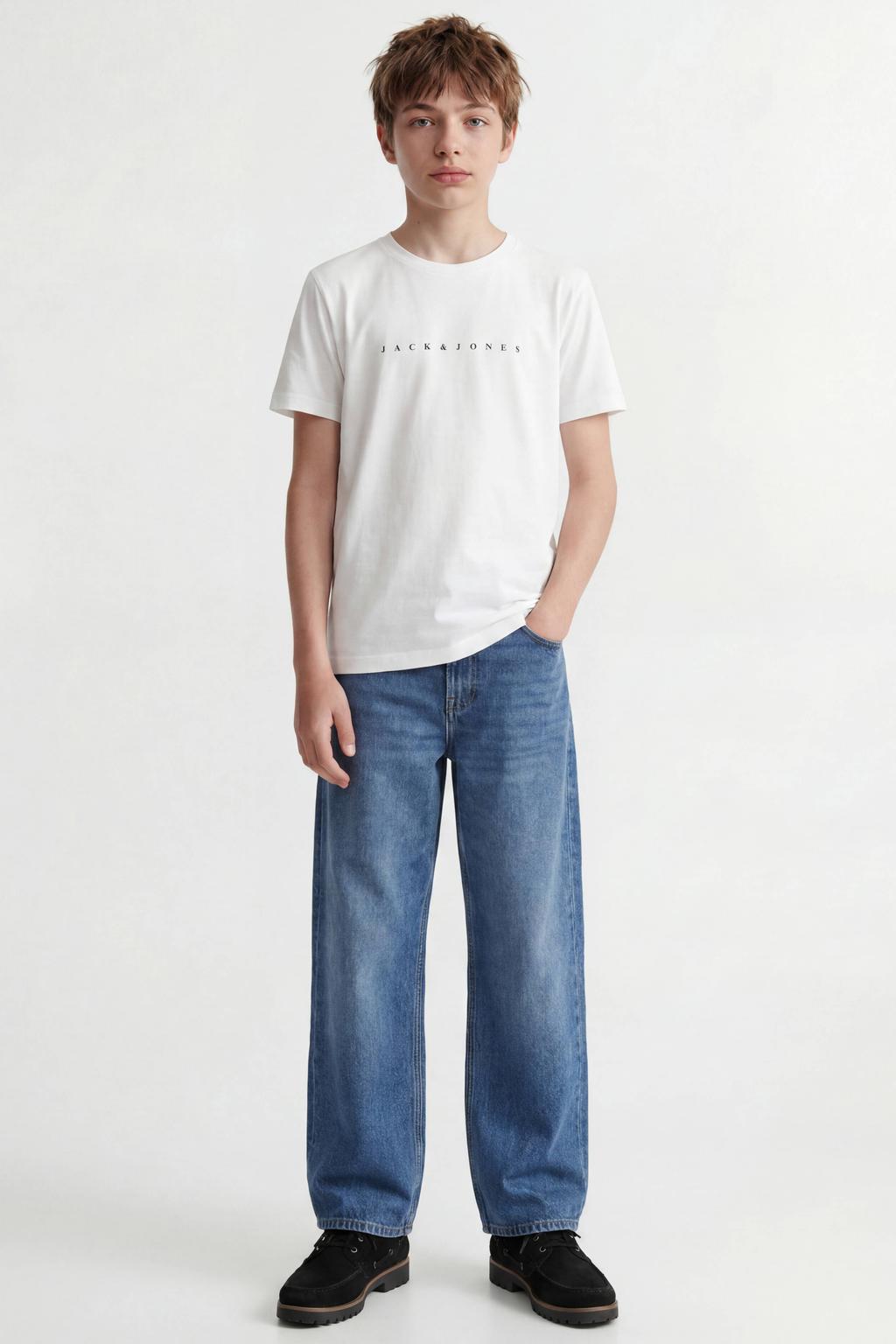 JACK & JONES JUNIOR T-shirt JJESTAR met tekst wit