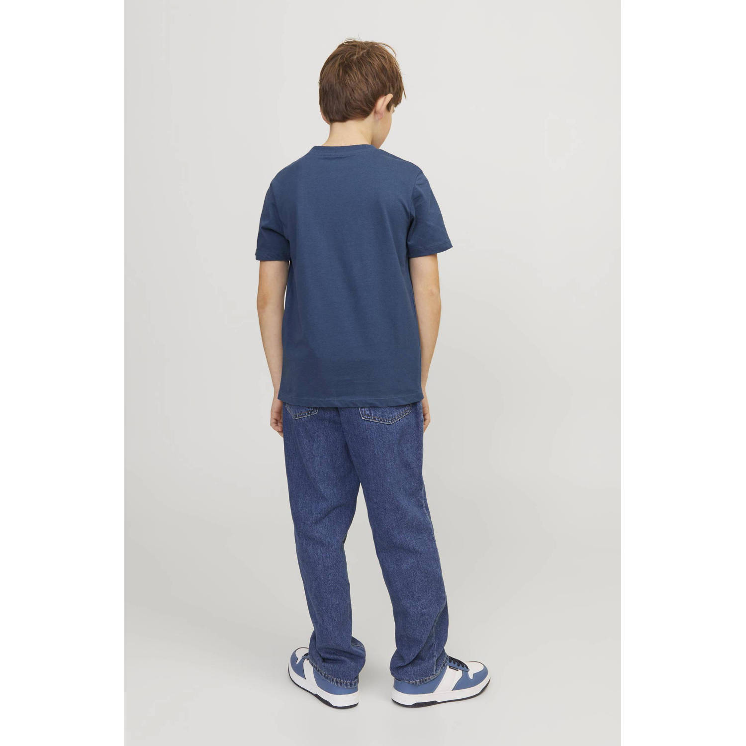 JACK & JONES JUNIOR T-shirt JJEJOSH met tekst blauw