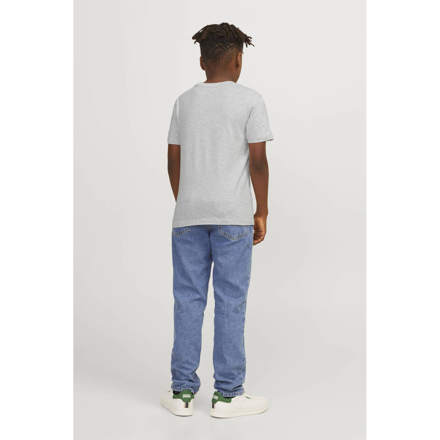 JACK & JONES JUNIOR T-shirt JJEJOSH met tekst grijs