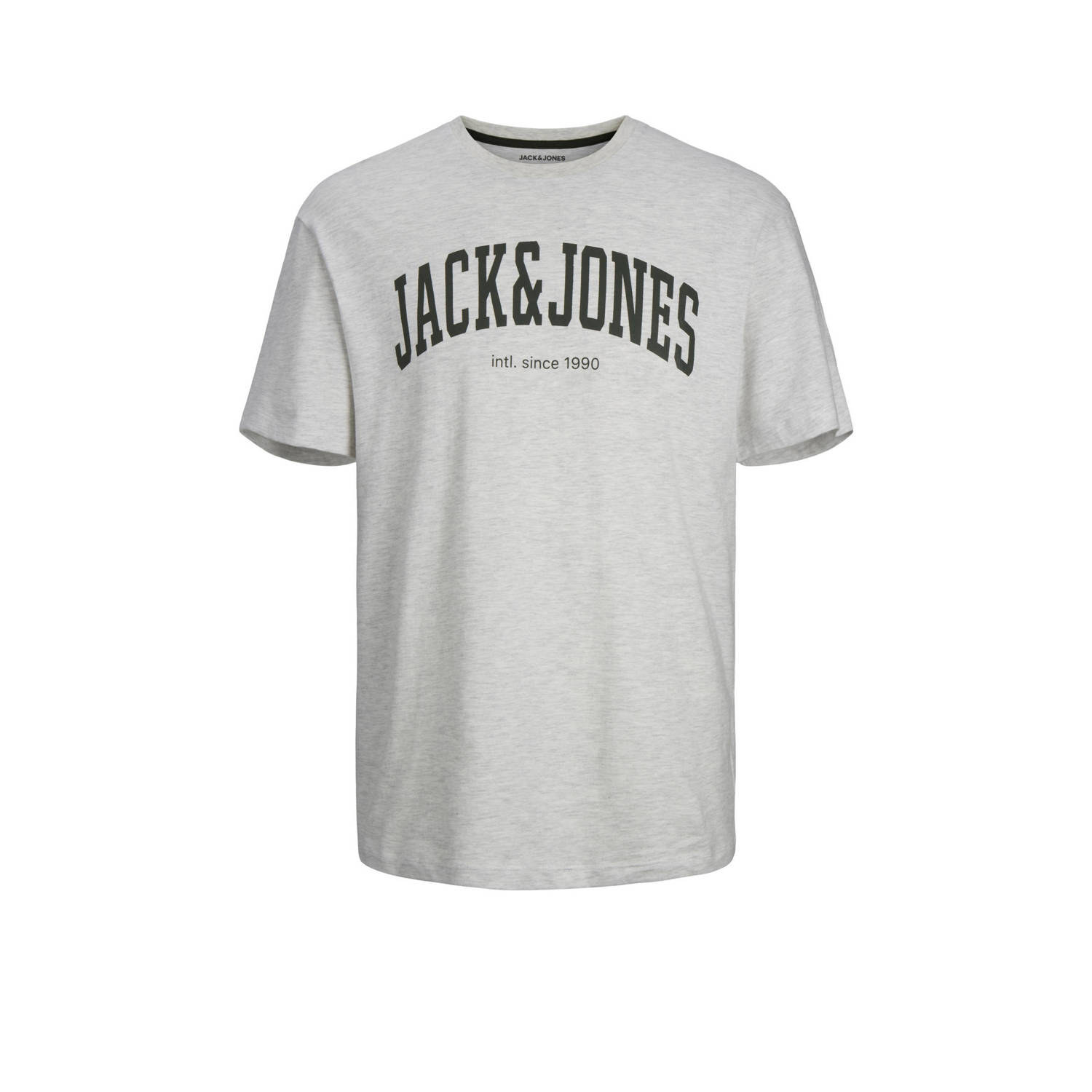 Jack & jones JUNIOR T-shirt JJEJOSH met tekst grijs Jongens Katoen Ronde hals 116