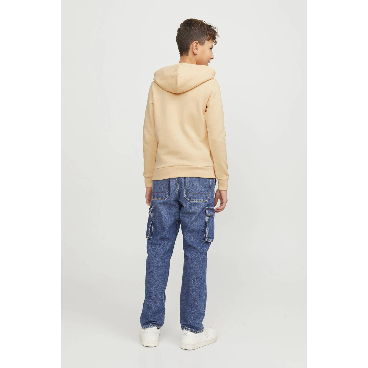 JACK & JONES JUNIOR hoodie met tekst lichtoranje