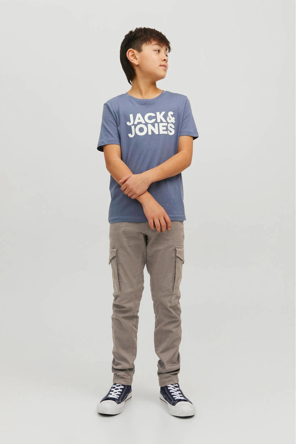 JACK & JONES JUNIOR low waist slim fit cargobroek JPSTPAUL beige