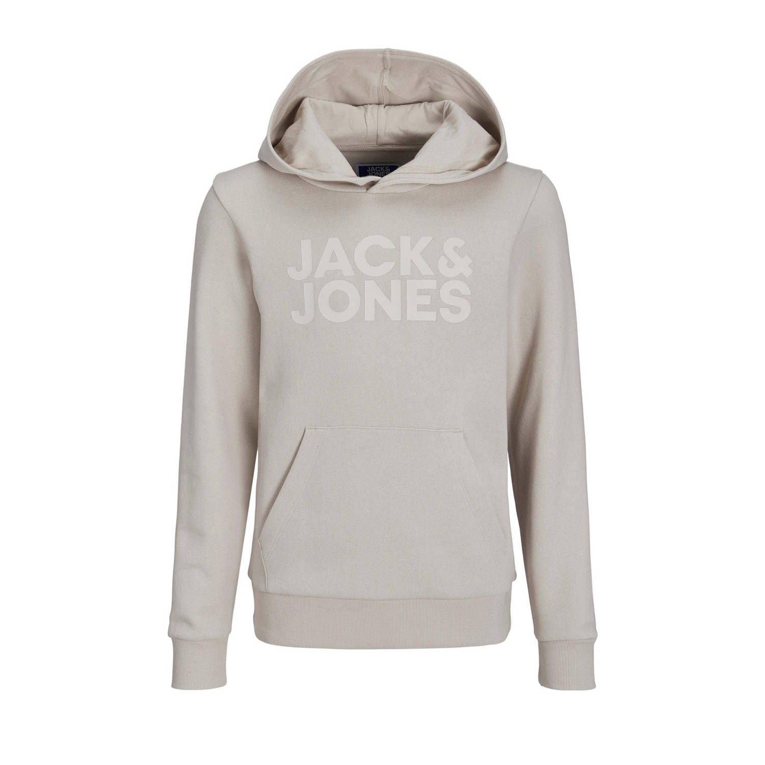 Jack & jones JUNIOR hoodie JJECORP met tekst ecru Sweater Jongens Katoen Capuchon 116