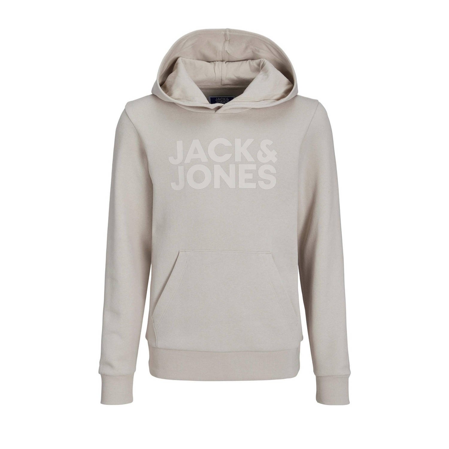 JACK & JONES JUNIOR hoodie JJECORP met tekst ecru