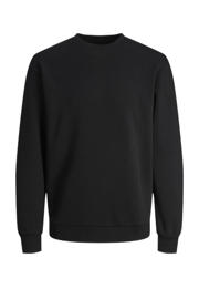 thumbnail: Zwarte jongens JACK & JONES JUNIOR sweater met effen, lange mouwen, ronde hals en geribde boorden