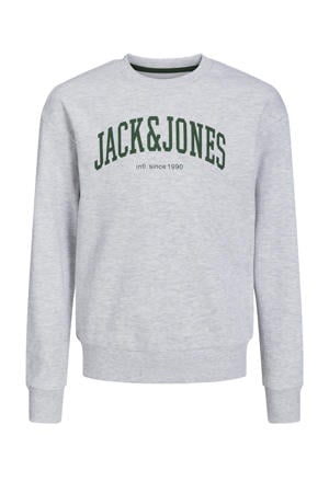 sweater JJEJOSH  met tekst grijs/groen