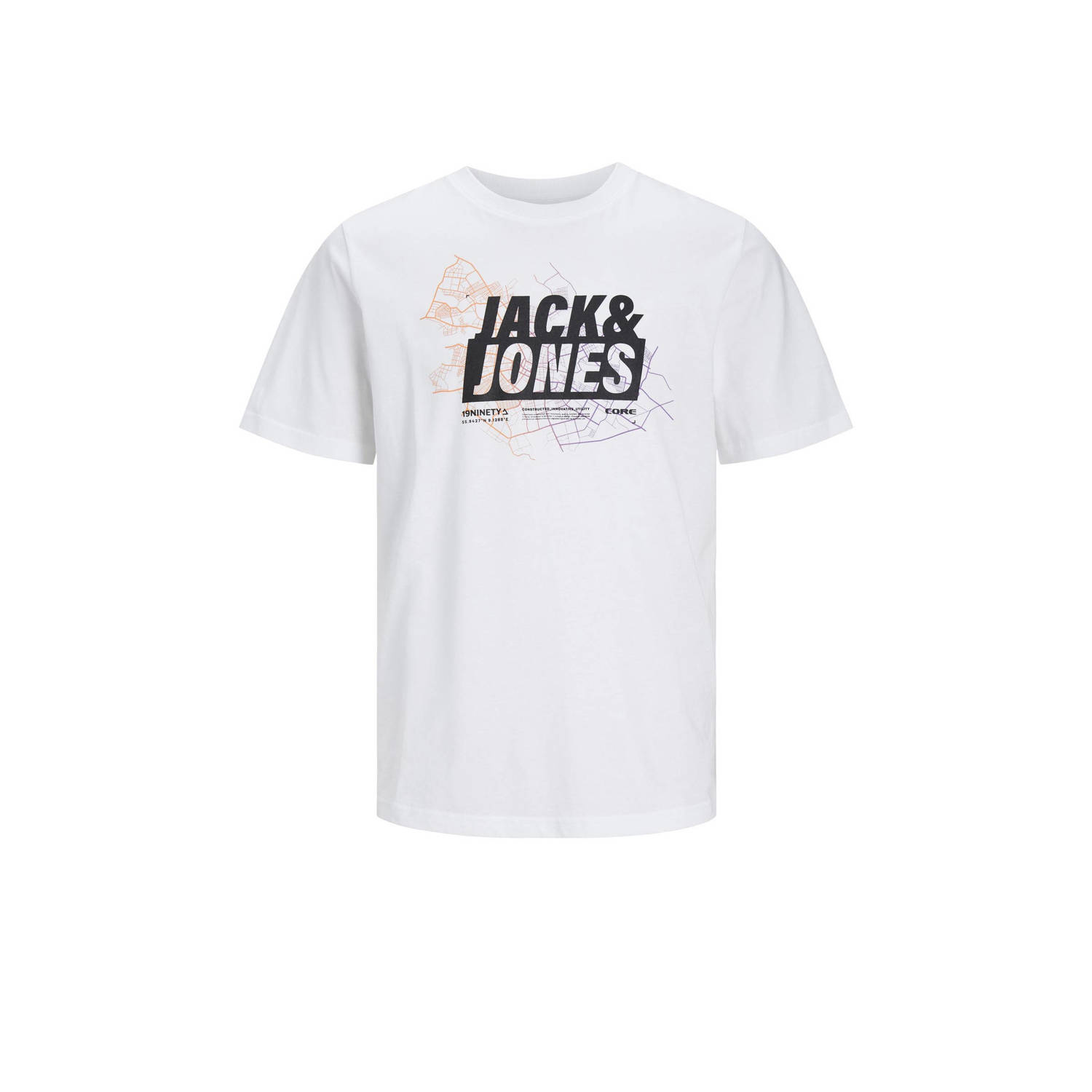 Jack & jones JUNIOR T-shirt JCOMAP met printopdruk wit Jongens Katoen Ronde hals 176