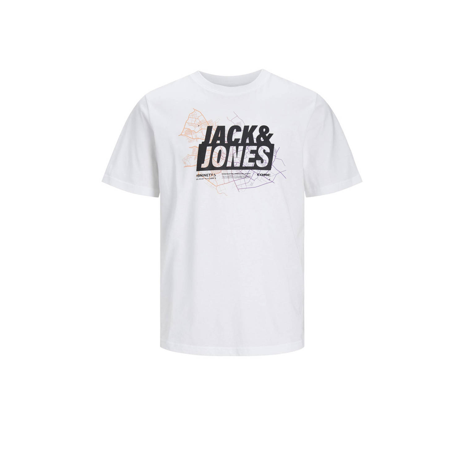 Jack & jones JUNIOR T-shirt JCOMAP met printopdruk wit Jongens Katoen Ronde hals 152