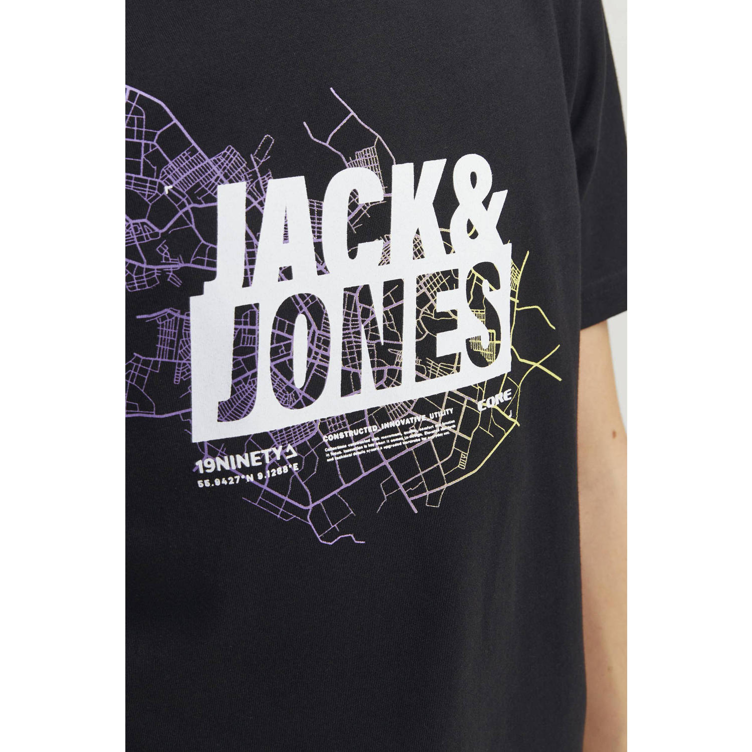 JACK & JONES JUNIOR T-shirt JCOMAP met printopdruk zwart