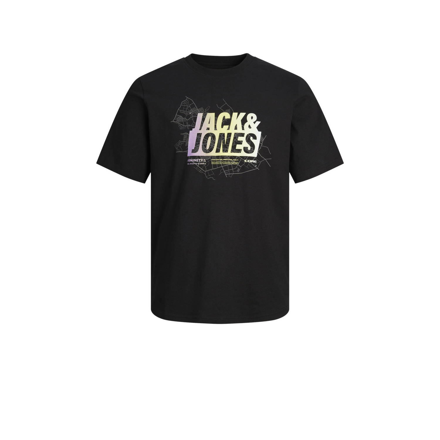 Jack & jones JUNIOR T-shirt JCOMAP met printopdruk zwart Jongens Katoen Ronde hals 164