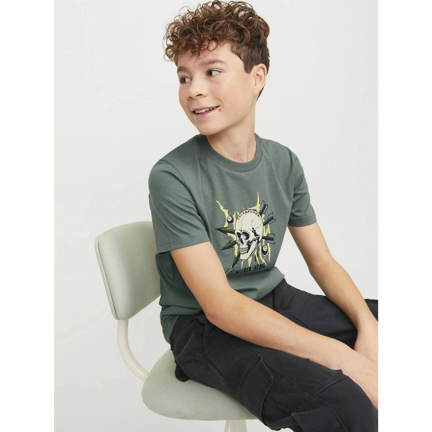 JACK & JONES JUNIOR T-shirt JORHEAVENS met printopdruk groen