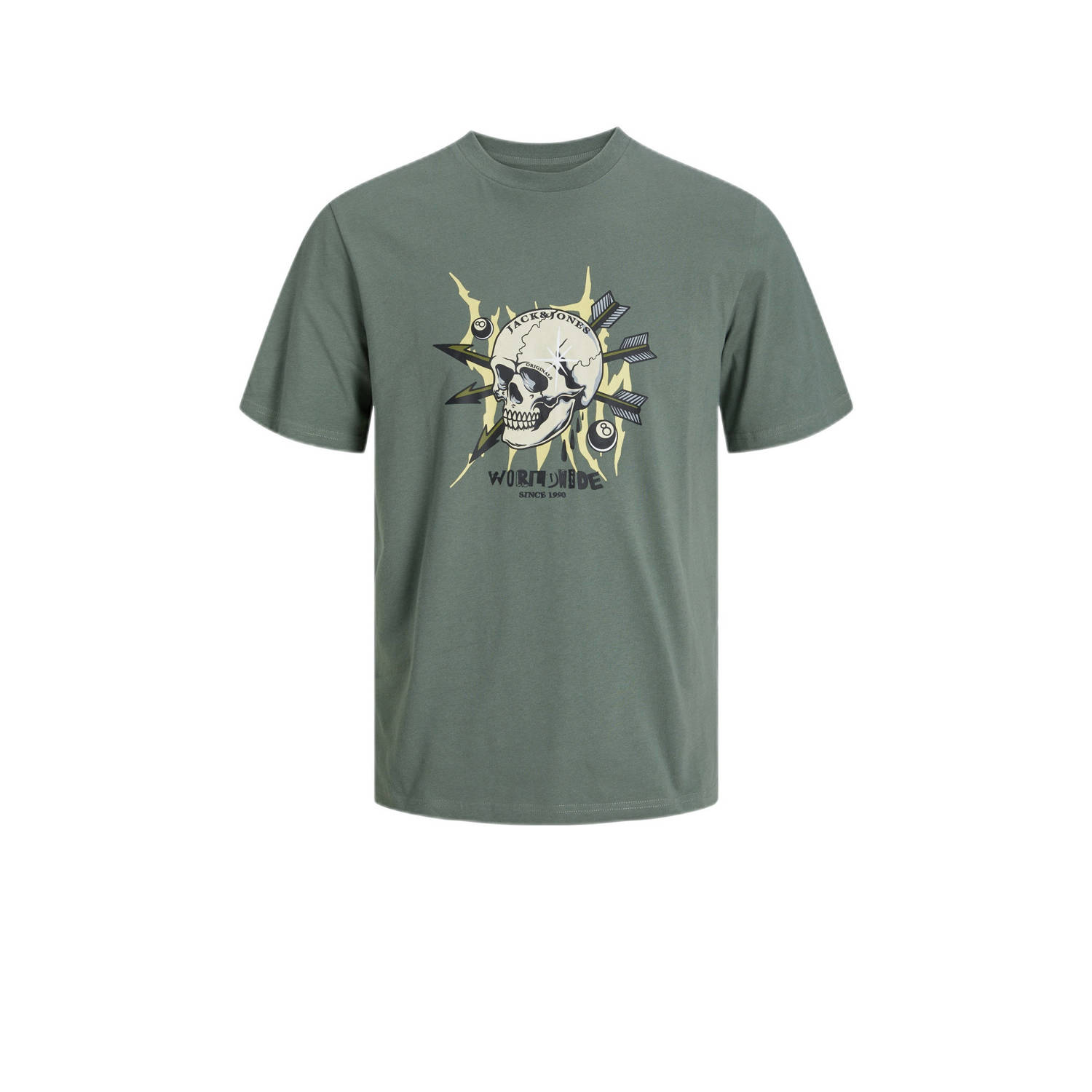 Jack & jones JUNIOR T-shirt JORHEAVENS met printopdruk groen Jongens Katoen Ronde hals 140