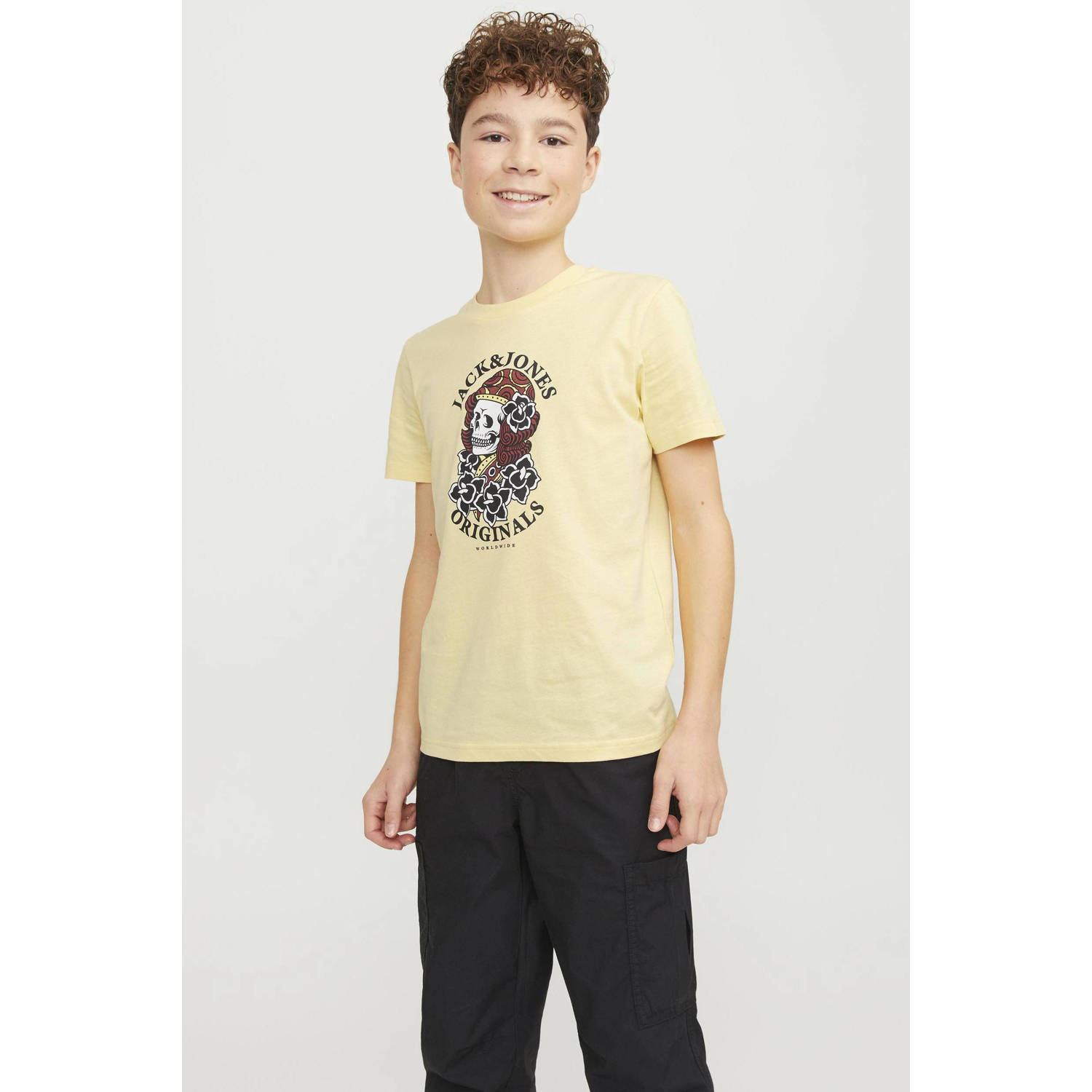 JACK & JONES JUNIOR T-shirt JORHEAVENS met printopdruk geel