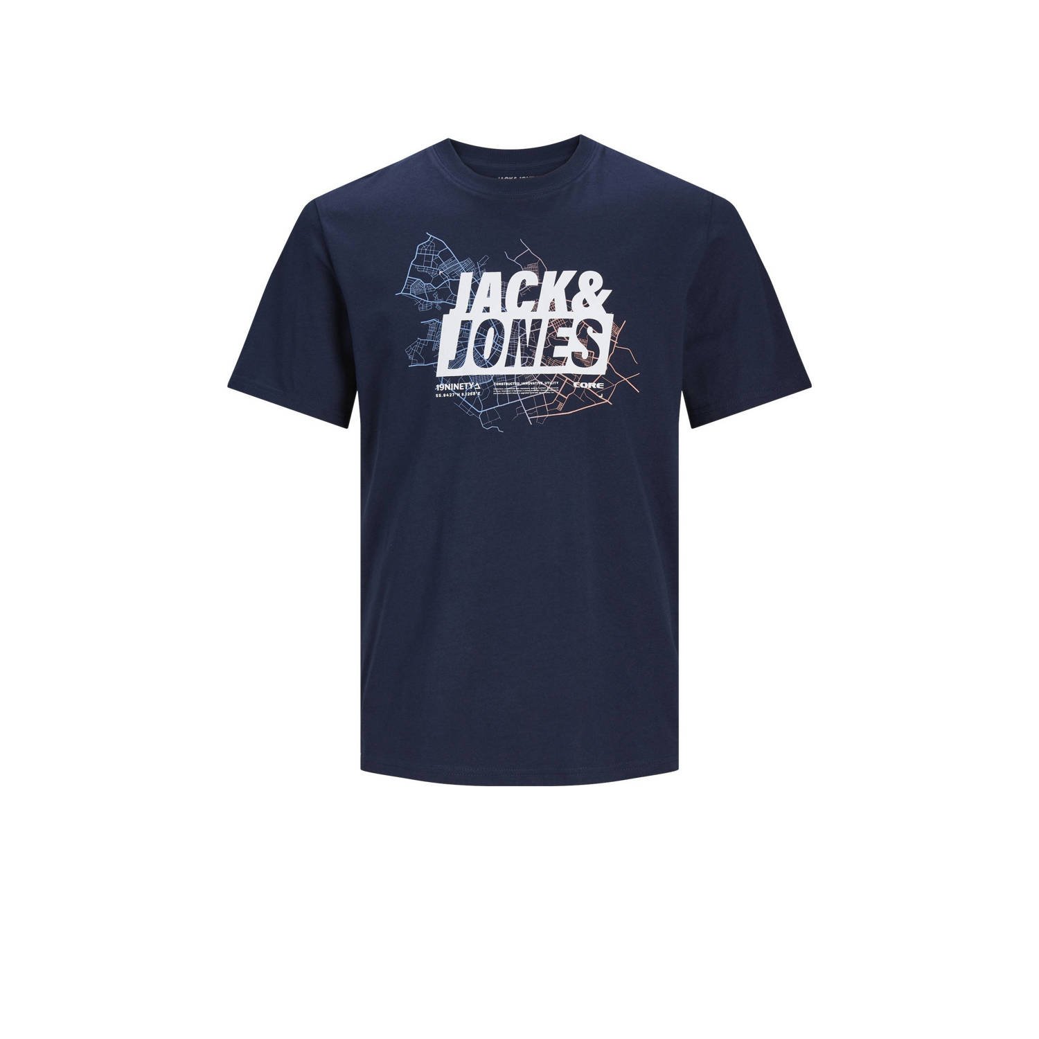 JACK & JONES JUNIOR T-shirt JCOMAP met printopdruk donkerblauw