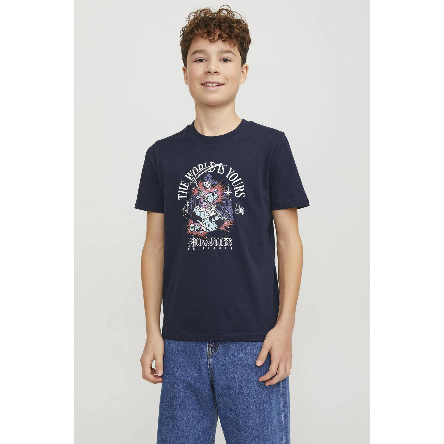 JACK & JONES JUNIOR T-shirt JORHEAVENS met printopdruk donkerblauw