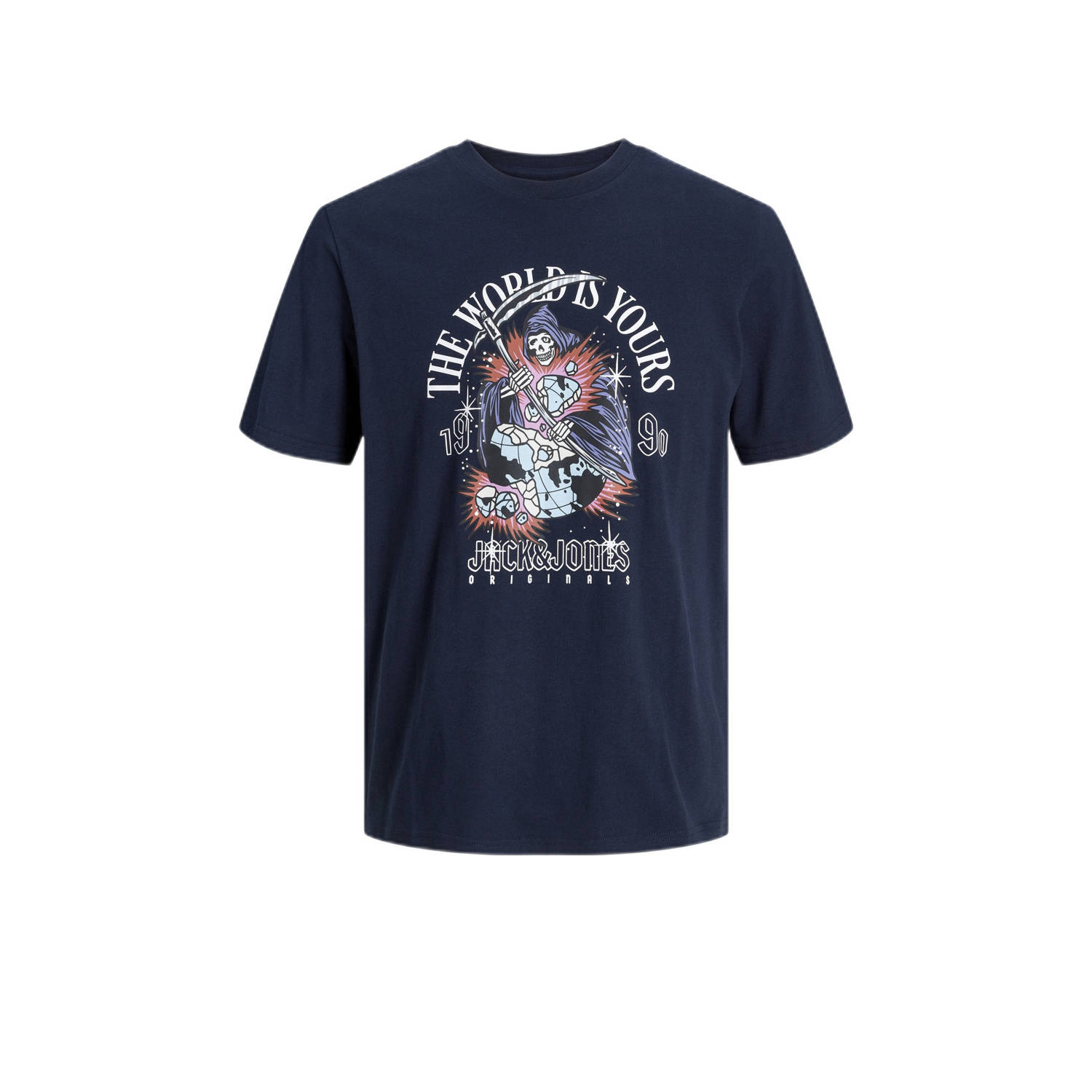 Jack & jones JUNIOR T-shirt JORHEAVENS met printopdruk donkerblauw Jongens Katoen Ronde hals 140