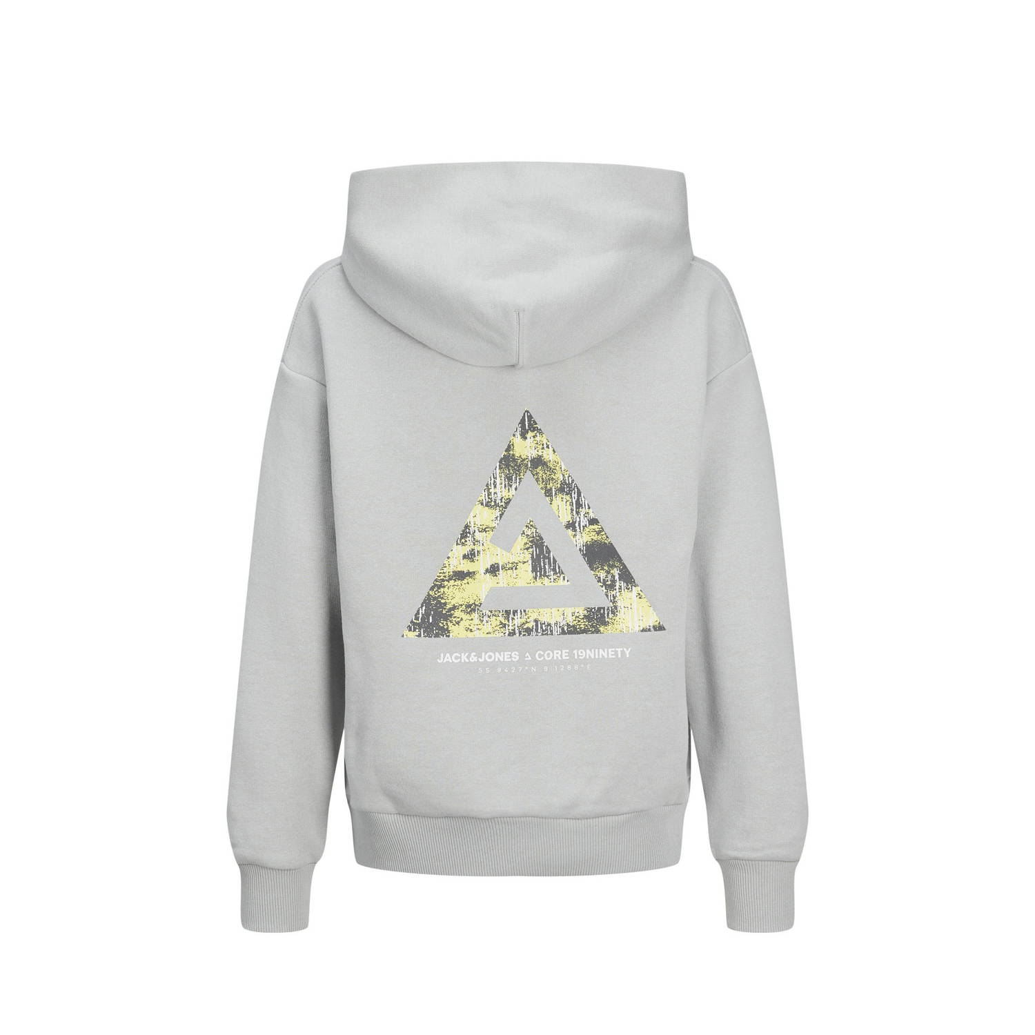 JACK & JONES JUNIOR hoodie JCOTRIANGLE met backprint grijs geel