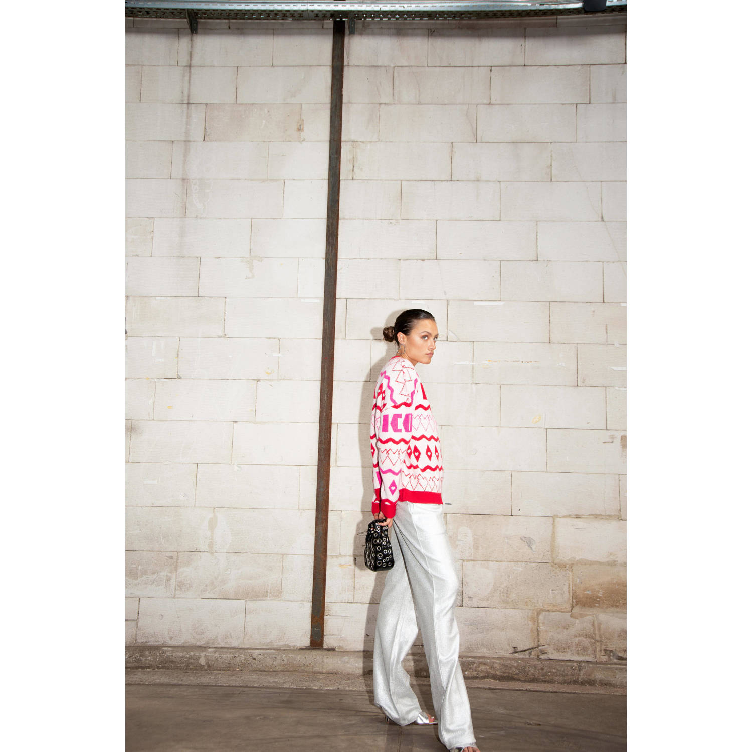 Refined Department sweater met all over print rood roze