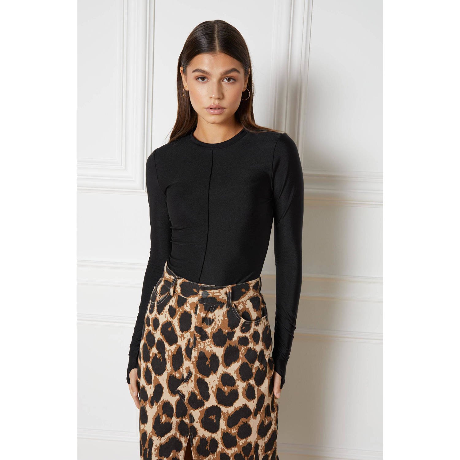 Refined Department rok met panterprint bruin