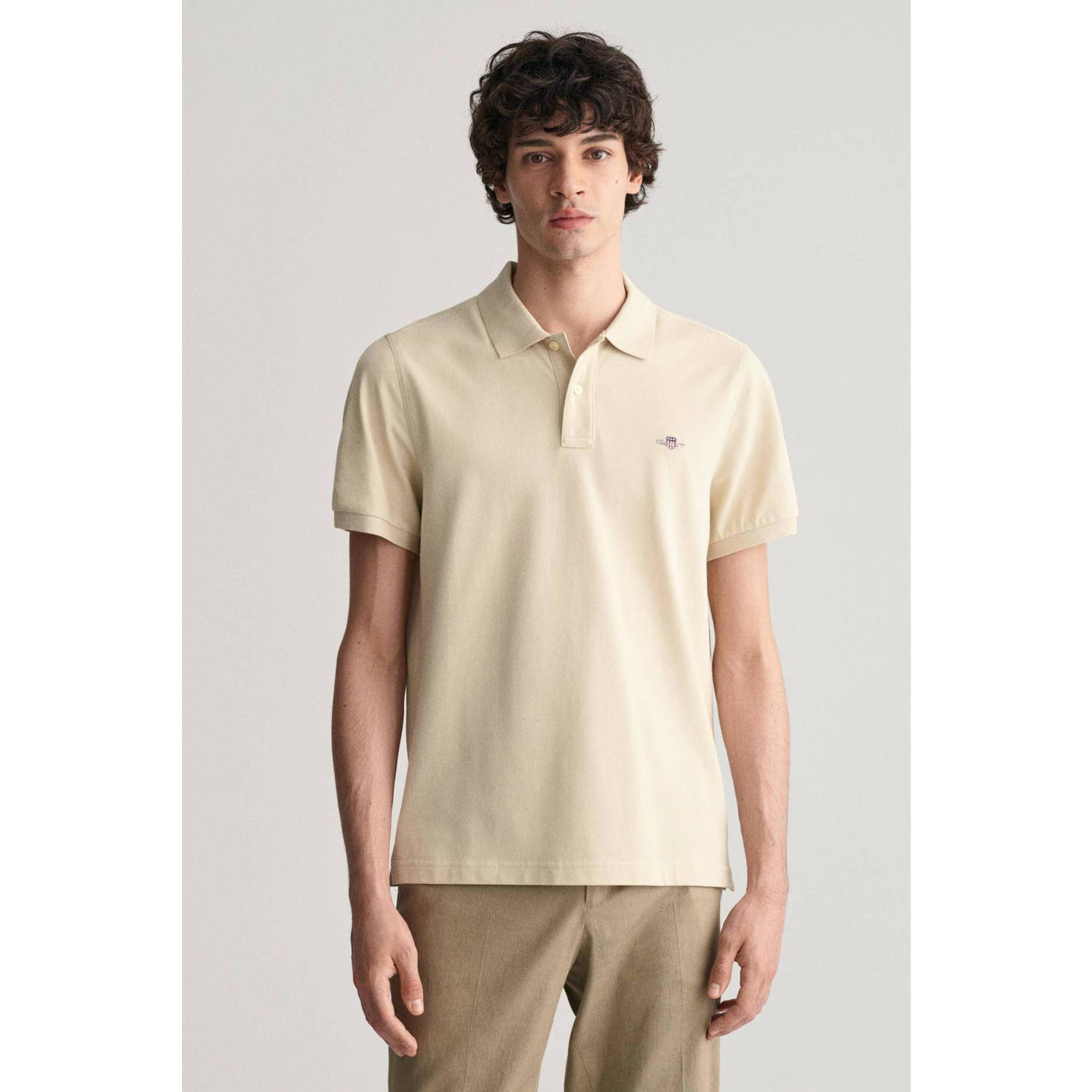 GANT regular fit polo REG SHIELD met logo silky beige